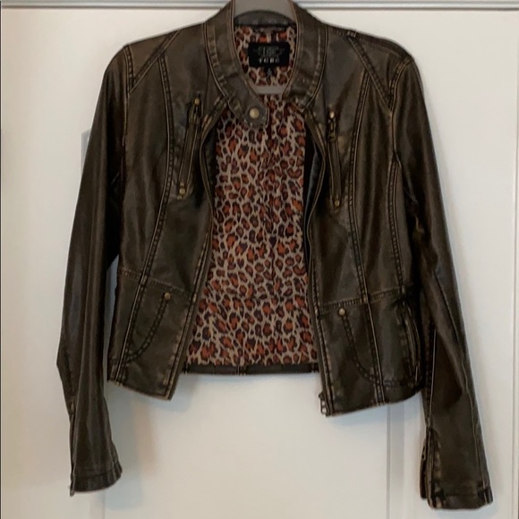 Brown Faux Leather Jacket - Picture 1 of 2